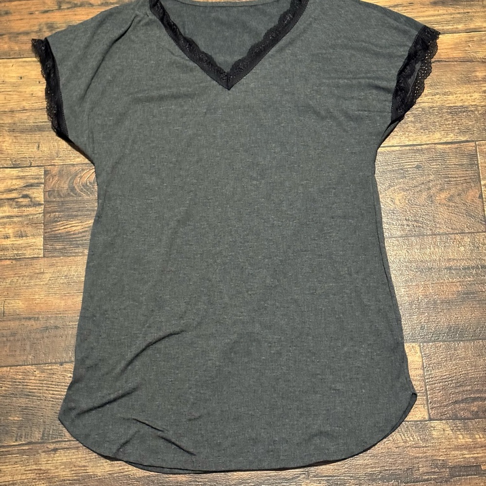 Elegant Black Lace Trim Women's Top